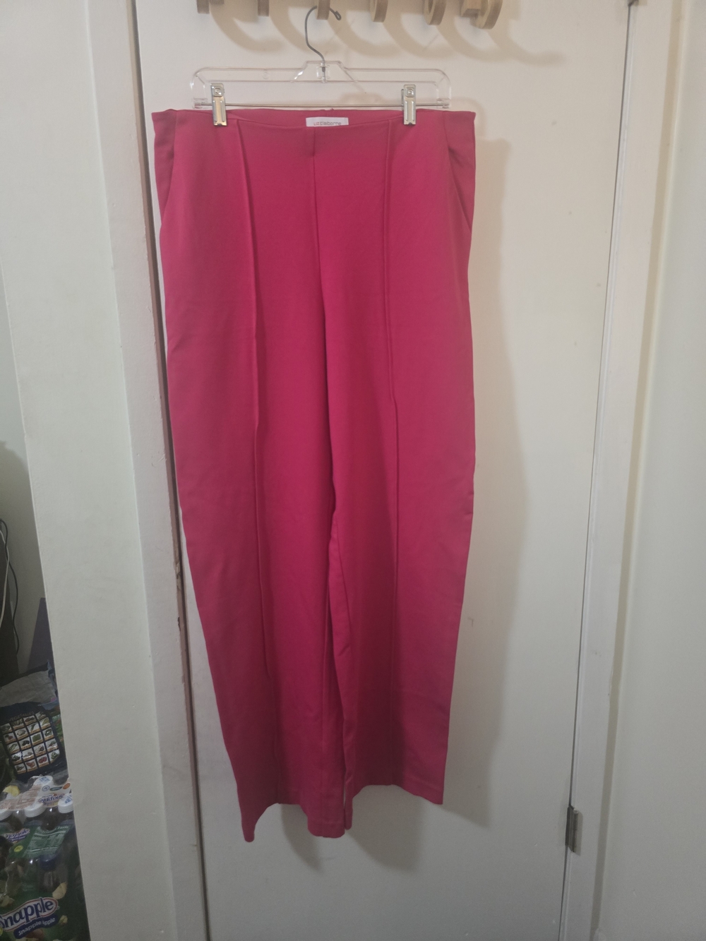 Liz Claiborne Bright Pink Front-Seam Wide-Leg Pants - Size L